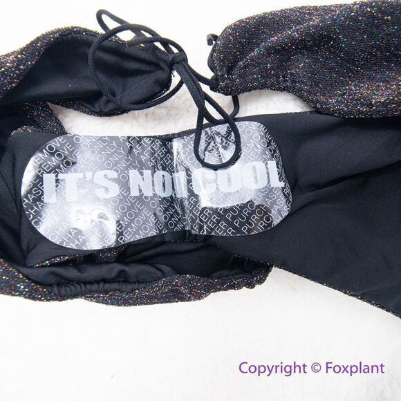NEW  It’s Now Cool the gathered tie pant bikini bottom black lurex, size M - Picture 8 of 11